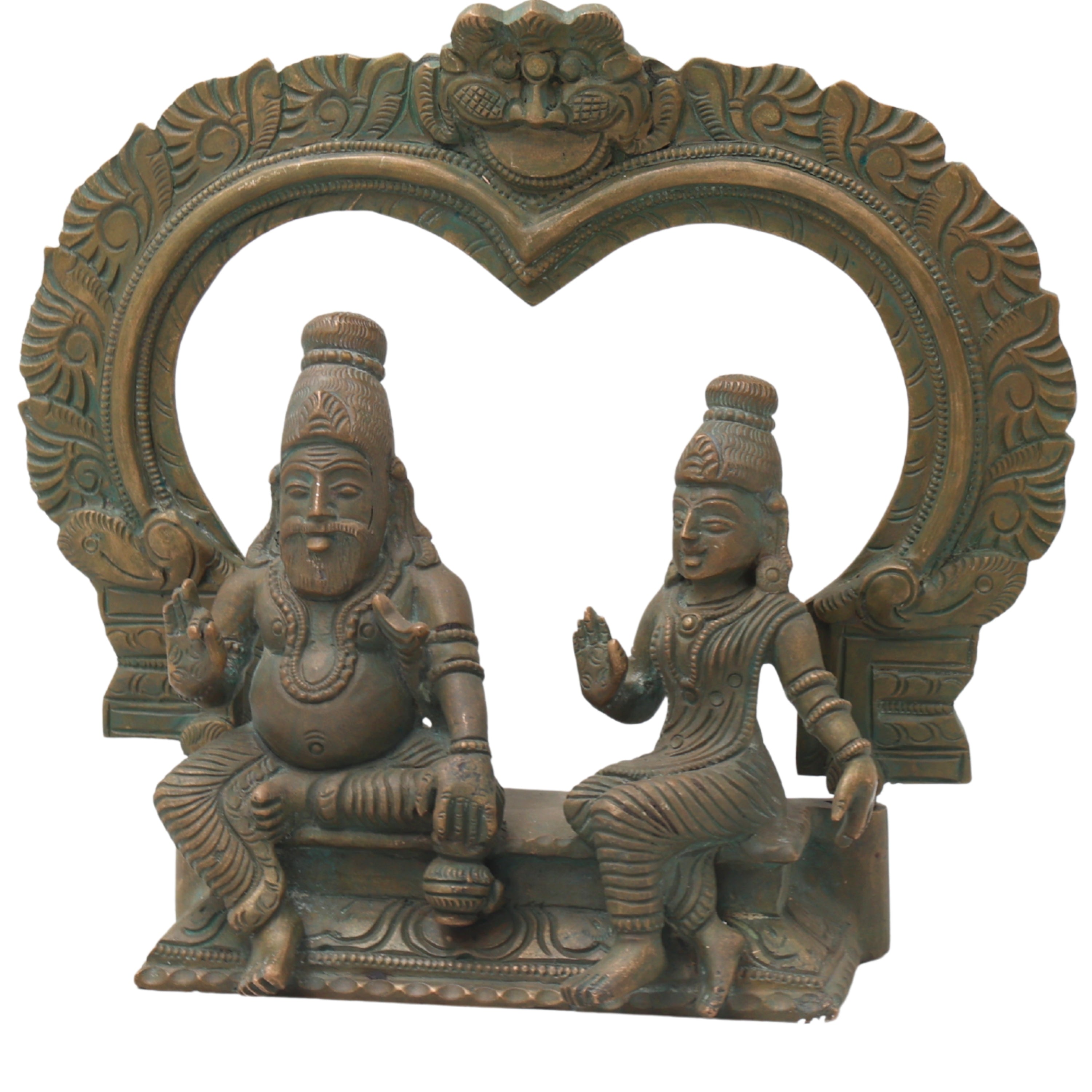 Handcrafted Panchaloha Agastya Rishi and Lopamudra Bronze Idol – Maharishi Agastya & Lopamudra Murti for Pooja, Temple, and Home Decor,Brown, 7 Inch, 1 Piece