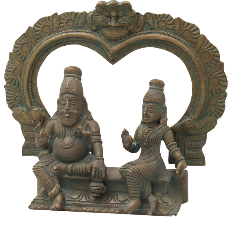 Handcrafted Panchaloha Agastya Rishi and Lopamudra Bronze Idol – Maharishi Agastya & Lopamudra Murti for Pooja, Temple, and Home Decor,Brown, 7 Inch, 1 Piece