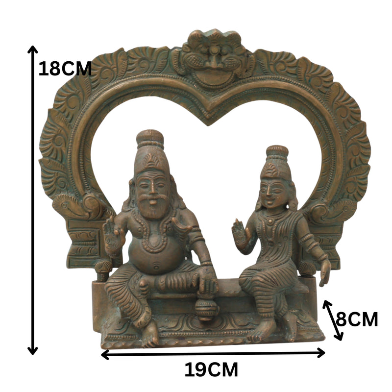 Handcrafted Panchaloha Agastya Rishi and Lopamudra Bronze Idol – Maharishi Agastya & Lopamudra Murti for Pooja, Temple, and Home Decor,Brown, 7 Inch, 1 Piece