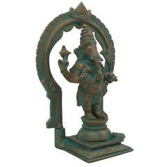 Handcrafted Panchaloha Bronze Ganesha Idol, Chola Style Vinayaka Ganpati Murti, Vighnaharta Ekadanta Ganapati Sculpture for Home & Temple Decor,Brown, 11 Inch, 1 Piece