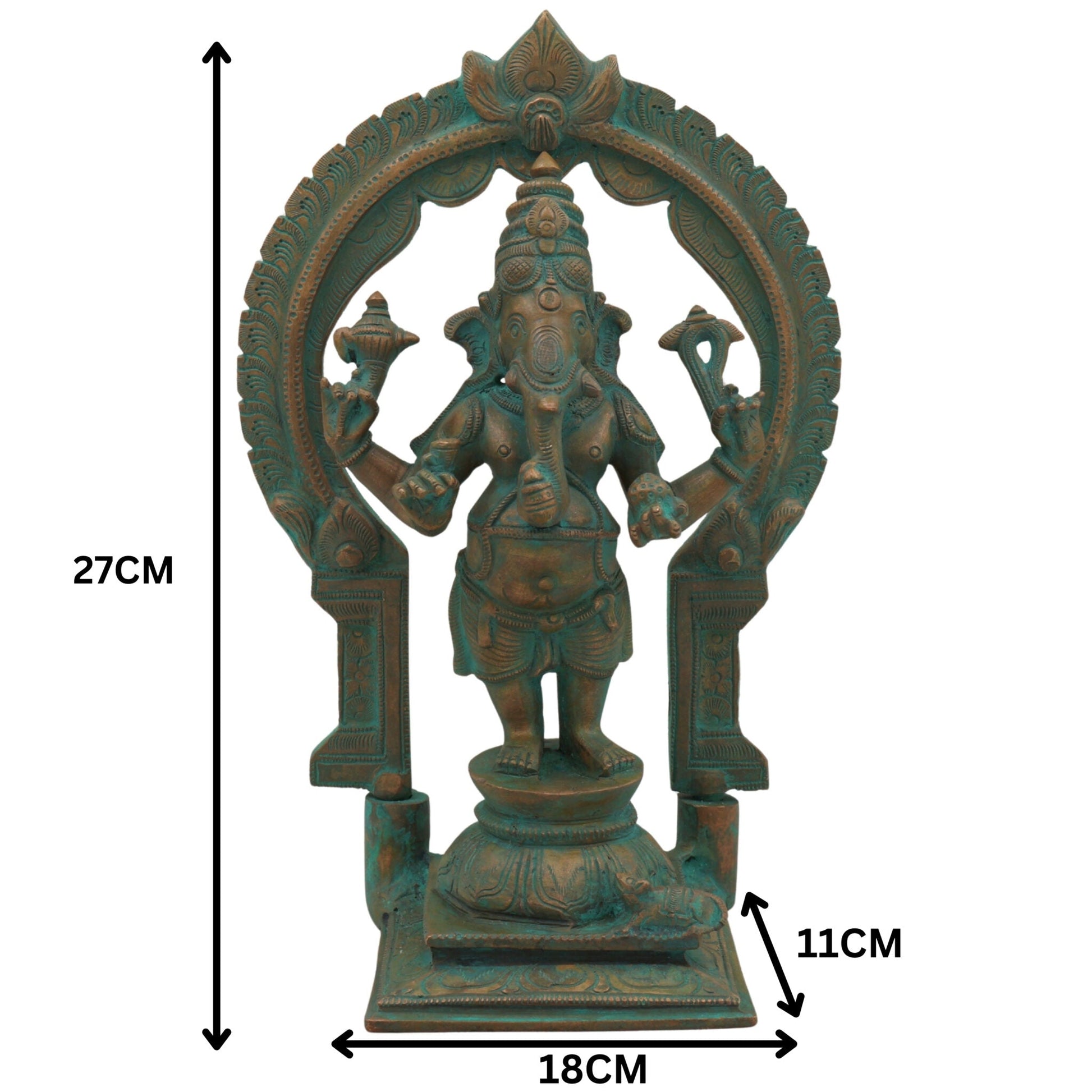 Handcrafted Panchaloha Bronze Ganesha Idol, Chola Style Vinayaka Ganpati Murti, Vighnaharta Ekadanta Ganapati Sculpture for Home & Temple Decor,Brown, 11 Inch, 1 Piece