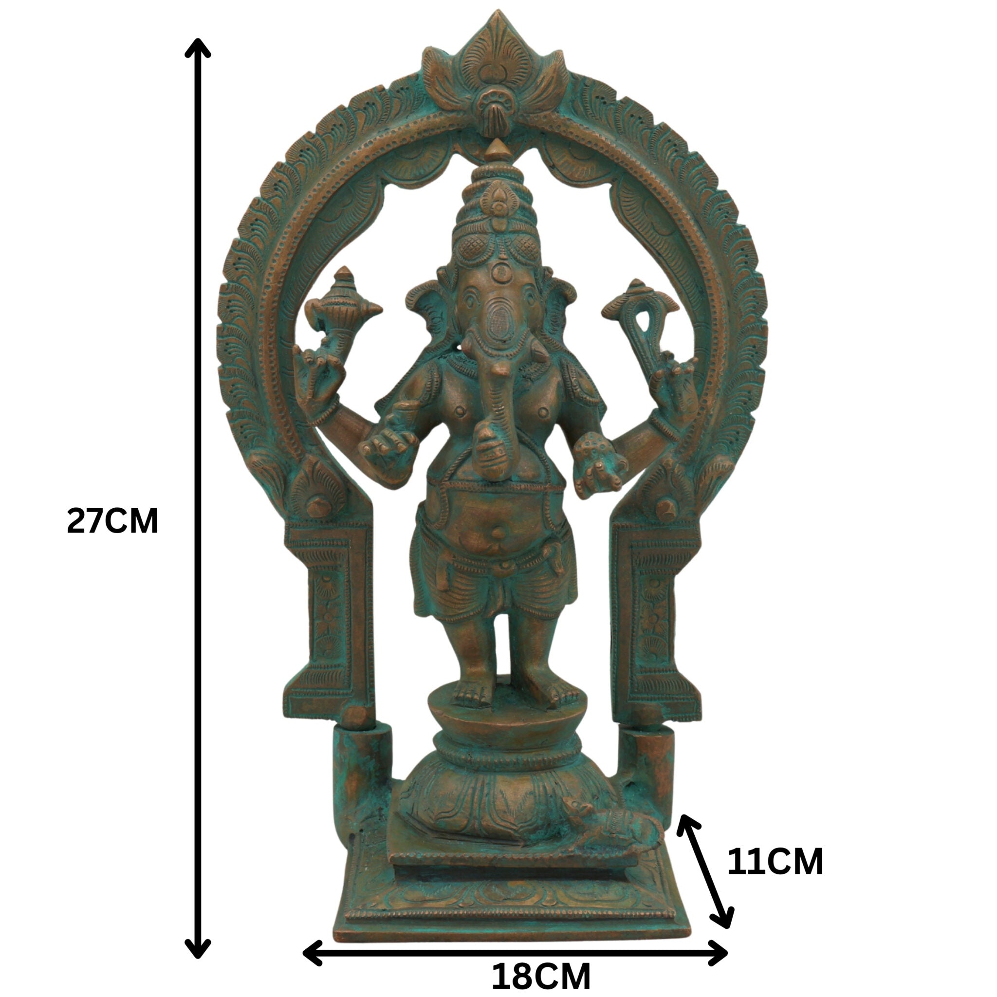 Handcrafted Panchaloha Bronze Ganesha Idol, Chola Style Vinayaka Ganpati Murti, Vighnaharta Ekadanta Ganapati Sculpture for Home & Temple Decor,Brown, 11 Inch, 1 Piece