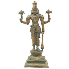 Handmade Bronze Vishnu Idol | Panchaloha Narayana, Govinda, Balaji, Venkateswara Statue for Pooja & Home Temple,Brown, 13 Inch, 1 Piece
