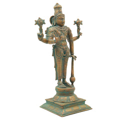 Handmade Bronze Vishnu Idol | Panchaloha Narayana, Govinda, Balaji, Venkateswara Statue for Pooja & Home Temple,Brown, 13 Inch, 1 Piece