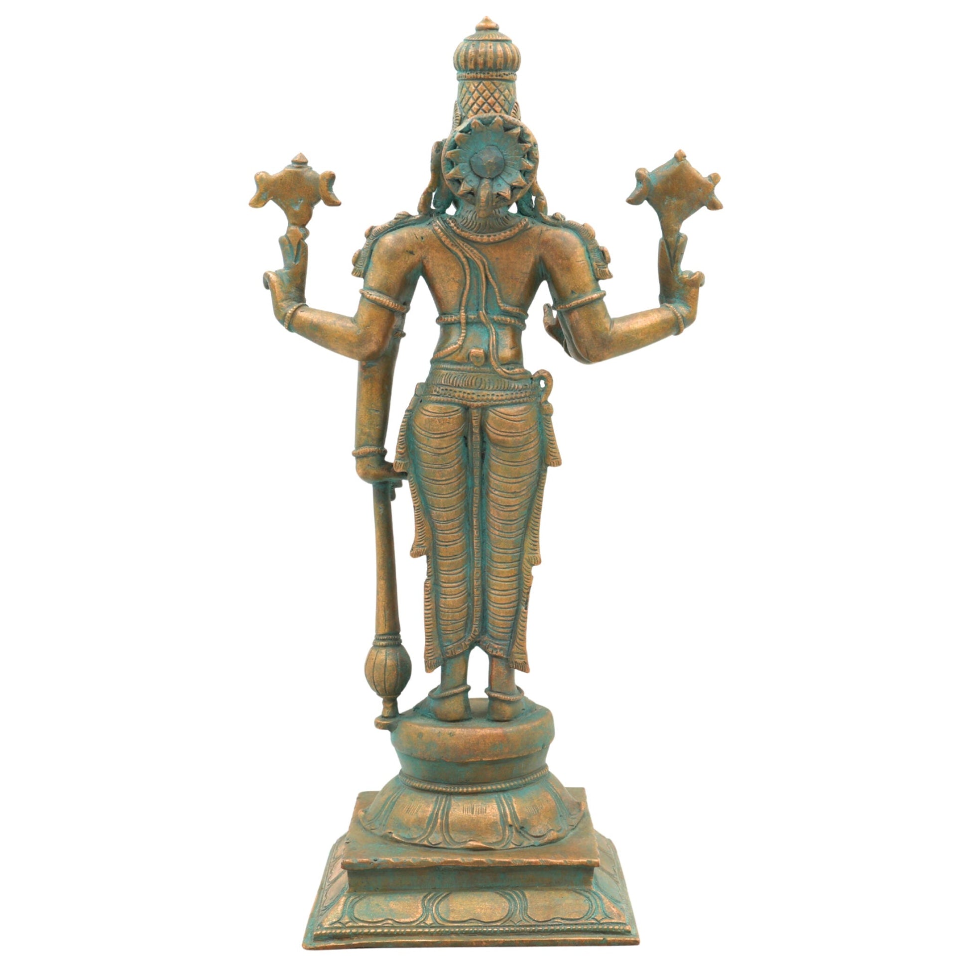 Handmade Bronze Vishnu Idol | Panchaloha Narayana, Govinda, Balaji, Venkateswara Statue for Pooja & Home Temple,Brown, 13 Inch, 1 Piece