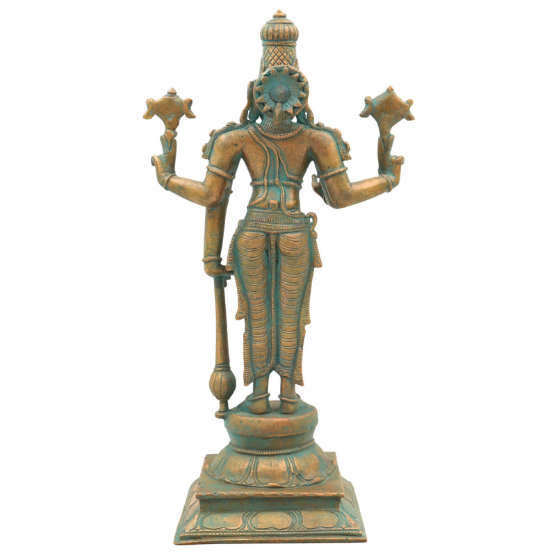 Handmade Bronze Vishnu Idol | Panchaloha Narayana, Govinda, Balaji, Venkateswara Statue for Pooja & Home Temple,Brown, 13 Inch, 1 Piece