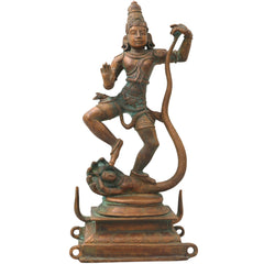 Bronze Krishna on Kaliya Nag Idol, Panchaloha Gopal Murti, nag Krishna Vigaraham for Pooja, Home Decor, Temple Sculpture ,Brown, 13.5 Inch, 1 Piece