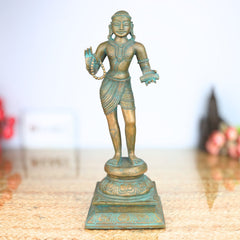 Handcrafted Panchaloha Bronze Murugan Idol – Swaminatha, Subramanya, Shanmukha, Skanda, Kartikeya Statue for Temple & Home Decor,Brown, 13.5 Inch, 1 Piece