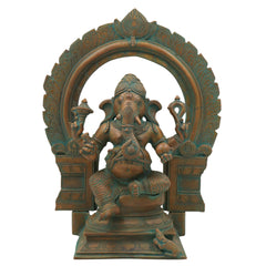 Handmade Panchaloha Bronze Ganesha Idol, Ganpati Vinayaka Pillaiyar Murti, Chola Art Vighnaharta Statue for Temple & Home Decor,Brown, 13 Inch, 1 Piece
