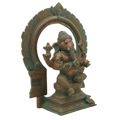 Handmade Panchaloha Bronze Ganesha Idol, Ganpati Vinayaka Pillaiyar Murti, Chola Art Vighnaharta Statue for Temple & Home Decor,Brown, 13 Inch, 1 Piece