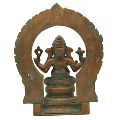 Handmade Panchaloha Bronze Ganesha Idol, Ganpati Vinayaka Pillaiyar Murti, Chola Art Vighnaharta Statue for Temple & Home Decor,Brown, 13 Inch, 1 Piece