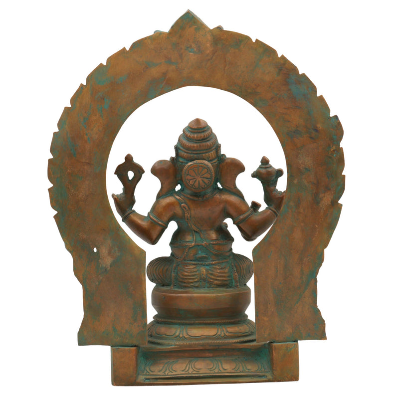 Handmade Panchaloha Bronze Ganesha Idol, Ganpati Vinayaka Pillaiyar Murti, Chola Art Vighnaharta Statue for Temple & Home Decor,Brown, 13 Inch, 1 Piece