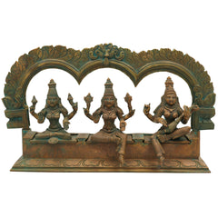 Handcrafted Panchaloha Bronze Lakshmi Mahalakshmi Parvati Gauri Saraswati Sharada Idol Set with Prabhavali – Traditional South Indian Chola Art Sculpture,Brown, 7.5 Inch, 1 Piece