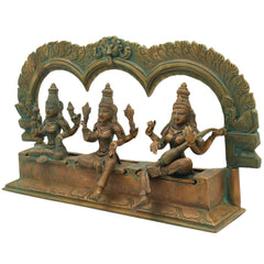 Handcrafted Panchaloha Bronze Lakshmi Mahalakshmi Parvati Gauri Saraswati Sharada Idol Set with Prabhavali – Traditional South Indian Chola Art Sculpture,Brown, 7.5 Inch, 1 Piece