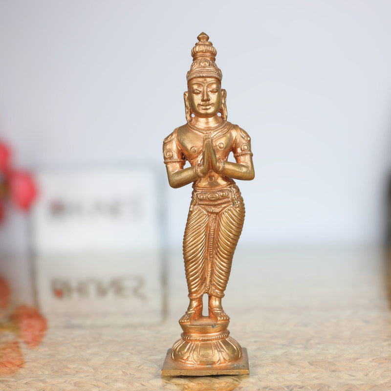 Divine Panchaloha Sundaram Idol, Sundara Sundaresha Sundareswaran Sundaramoorthy Murti, Handcrafted Chola-Style Bronze Deity for Home Mandir & Temple,Brown, 6 Inch, 1 Piece