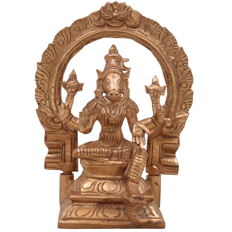Handcrafted Bronze Panchaloha Varahi Amman Devi Idol – Chola Art South Indian Varahi Mata / Varahi Shakti / Maha Varahi Statue for Puja & Temple,Gold, 6 Inch, 1 Piece