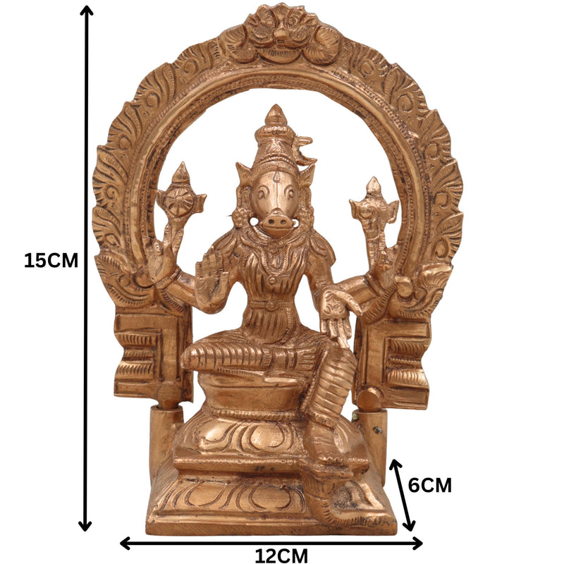 Handcrafted Bronze Panchaloha Varahi Amman Devi Idol – Chola Art South Indian Varahi Mata / Varahi Shakti / Maha Varahi Statue for Puja & Temple,Gold, 6 Inch, 1 Piece