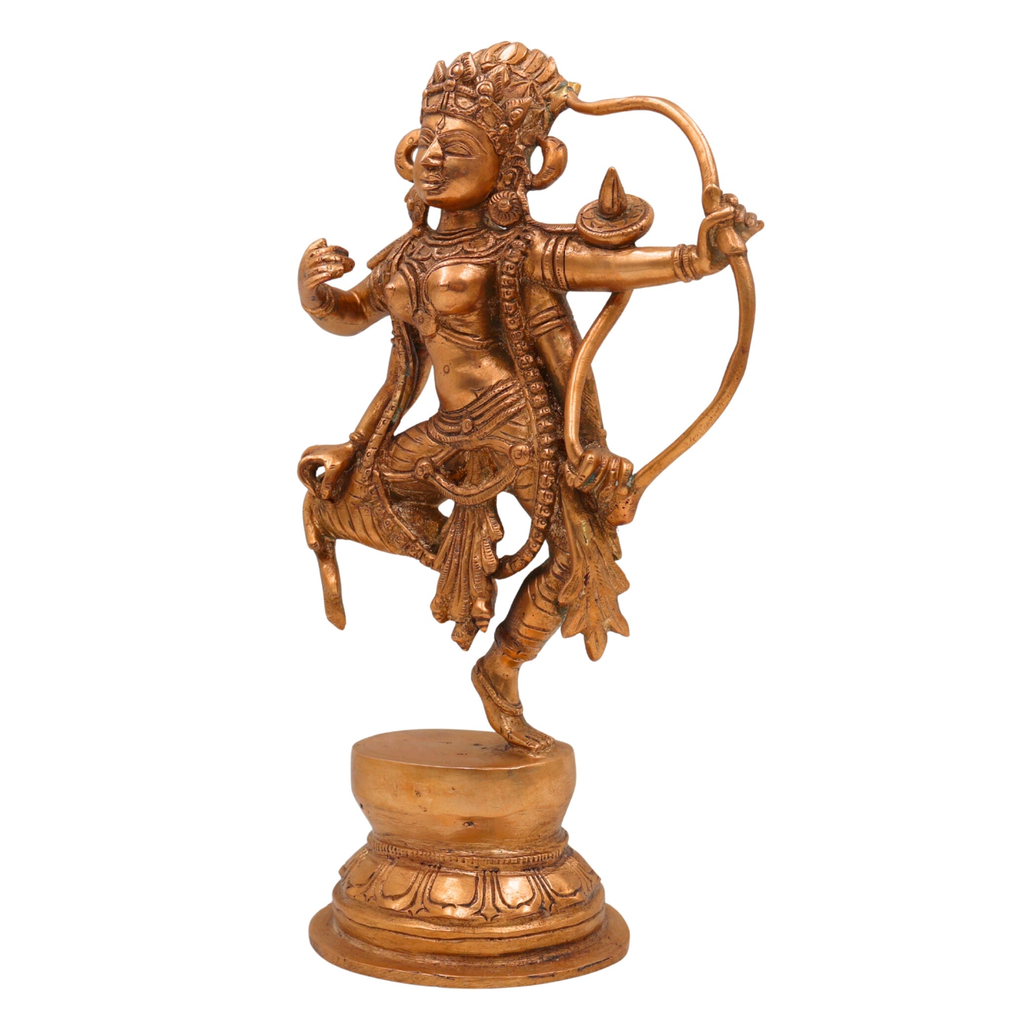 Handmade Bronze Kurukulla Devi Idol | Red Tara (Raktatara) in Panchaloha | Shakti Akarshana Yogini Sculpture for Tantra & Pooja,Gold, 10 Inch, 1 Piece
