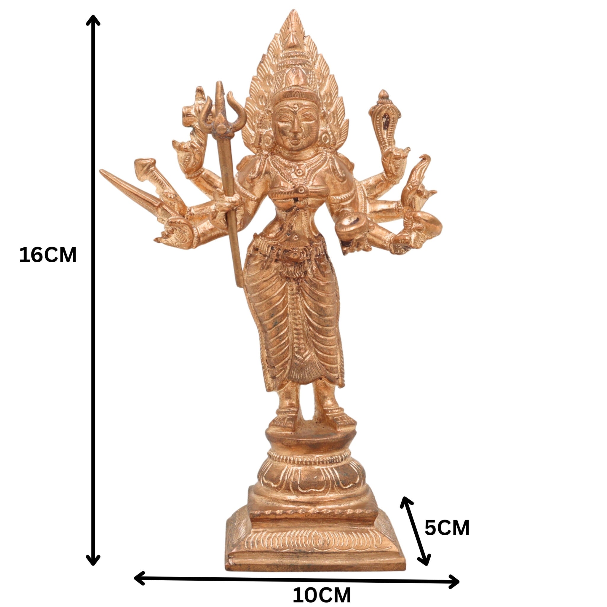Handcrafted Bronze Mariamman / Mariyamma Panchaloha Idol – Traditional Chola Art South Indian Village Goddess Statue for Temple & Home Decor,Gold, 6.5 Inch, 1 Piece