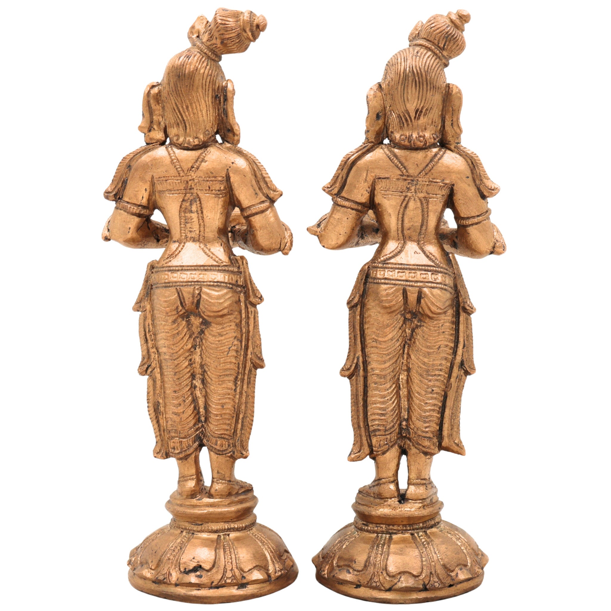 Handcrafted Bronze Panchaloha Deepalakshmi Deepam Lady Idol Set – Vilakku Lakshmi | Jyoti Lakshmi | Chola Art Temple Decor,Gold, 7.5 Inch, 1 Piece