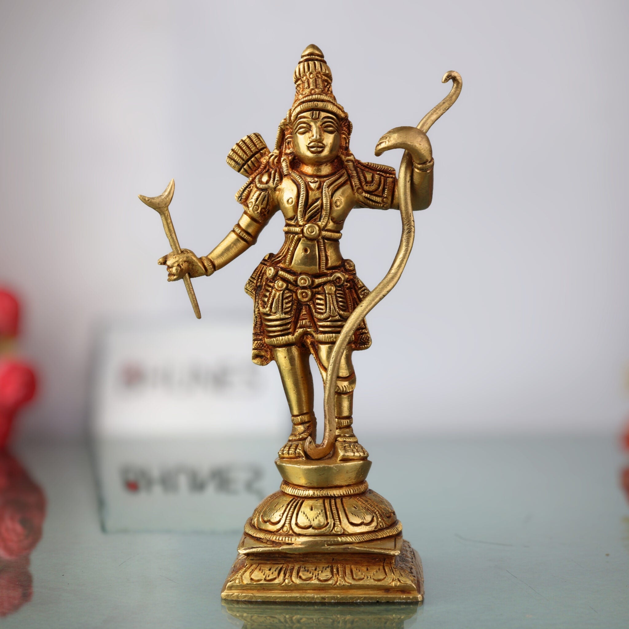 Brass Sri Ram Idol | Shri Ram Murti | Lord Rama Statue | Ramachandra Figurine for Pooja Room, Home, Temple & Office Decor,Brown, 7.5 Inch, 1 Piece