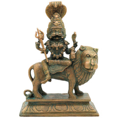 Handcrafted Bronze Pratyangira Devi Idol – Panchaloha Narasimhi Atharvana Bhadrakali Simhamukhi Chola Art South Indian Temple Sculpture for Home, Pooja, and Gifting,Gold, 7 Inch, 1 Piece