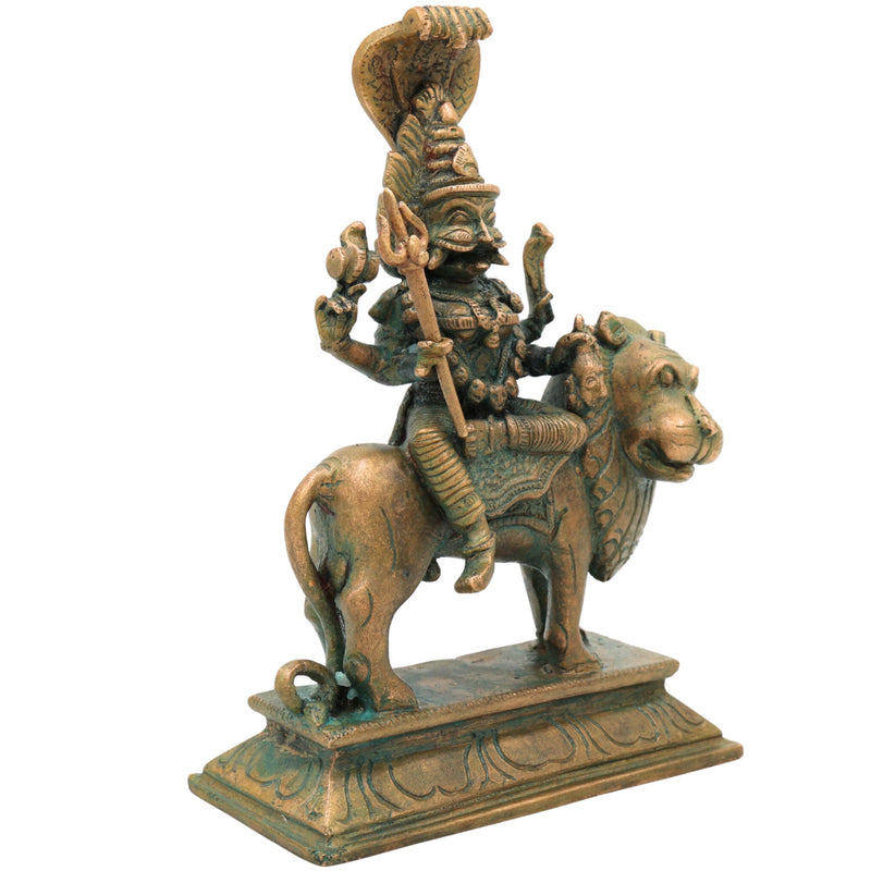 Handcrafted Bronze Pratyangira Devi Idol – Panchaloha Narasimhi Atharvana Bhadrakali Simhamukhi Chola Art South Indian Temple Sculpture for Home, Pooja, and Gifting,Gold, 7 Inch, 1 Piece