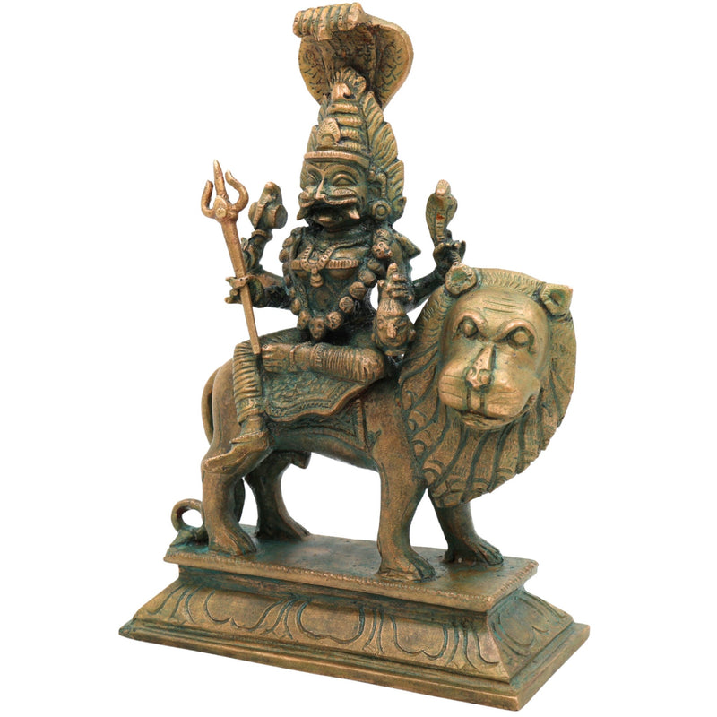 Handcrafted Bronze Pratyangira Devi Idol – Panchaloha Narasimhi Atharvana Bhadrakali Simhamukhi Chola Art South Indian Temple Sculpture for Home, Pooja, and Gifting,Gold, 7 Inch, 1 Piece