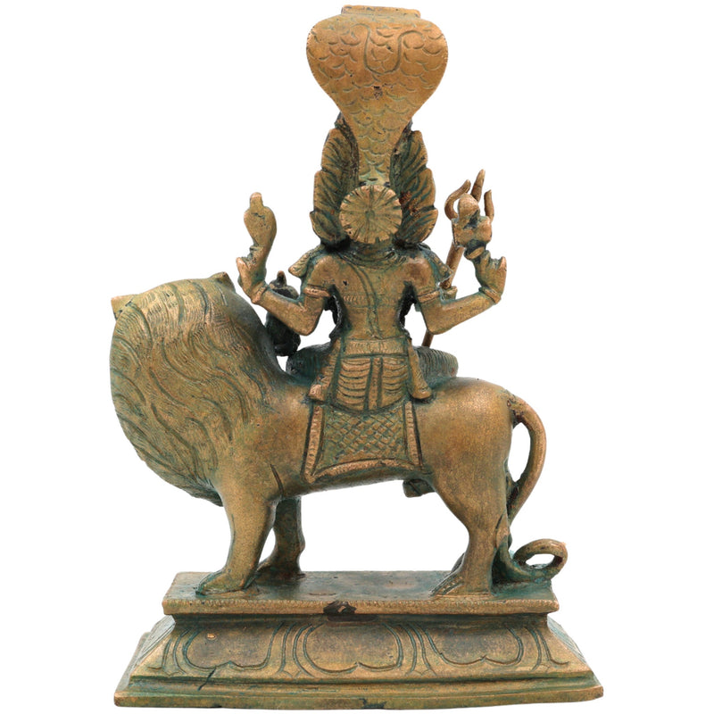 Handcrafted Bronze Pratyangira Devi Idol – Panchaloha Narasimhi Atharvana Bhadrakali Simhamukhi Chola Art South Indian Temple Sculpture for Home, Pooja, and Gifting,Gold, 7 Inch, 1 Piece
