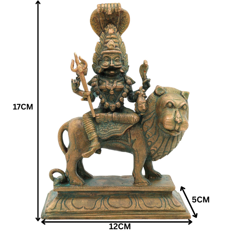 Handcrafted Bronze Pratyangira Devi Idol – Panchaloha Narasimhi Atharvana Bhadrakali Simhamukhi Chola Art South Indian Temple Sculpture for Home, Pooja, and Gifting,Gold, 7 Inch, 1 Piece