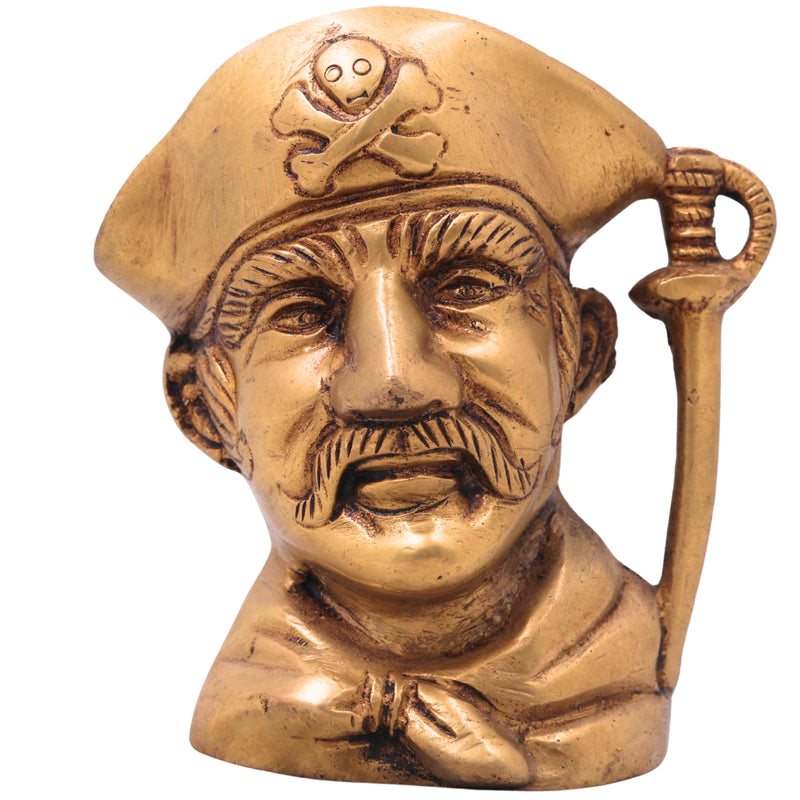 Brass Face Shaped Pen Holder, Peetal Murti Desk Organizer, Pital Moorti Pen Stand, Handcrafted Velli Pittal Office Decor,Gold, 4 Inch, 1 Piece