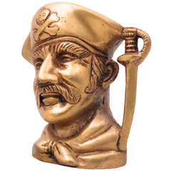 Brass Face Shaped Pen Holder, Peetal Murti Desk Organizer, Pital Moorti Pen Stand, Handcrafted Velli Pittal Office Decor,Gold, 4 Inch, 1 Piece