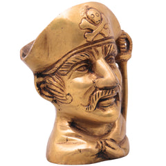 Brass Face Shaped Pen Holder, Peetal Murti Desk Organizer, Pital Moorti Pen Stand, Handcrafted Velli Pittal Office Decor,Gold, 4 Inch, 1 Piece
