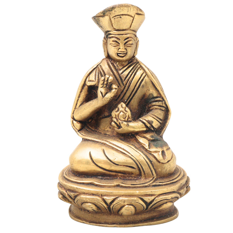 Brass Buddhist Lamba Idol | Buddha Statue, Tibetan Buddha Murti, Handcrafted Meditation Buddha Sculpture, Peetal Buddha Figurine,Gold, 4 Inch, 1 Piece