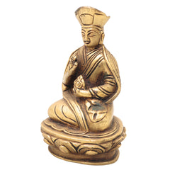 Brass Buddhist Lamba Idol | Buddha Statue, Tibetan Buddha Murti, Handcrafted Meditation Buddha Sculpture, Peetal Buddha Figurine,Gold, 4 Inch, 1 Piece