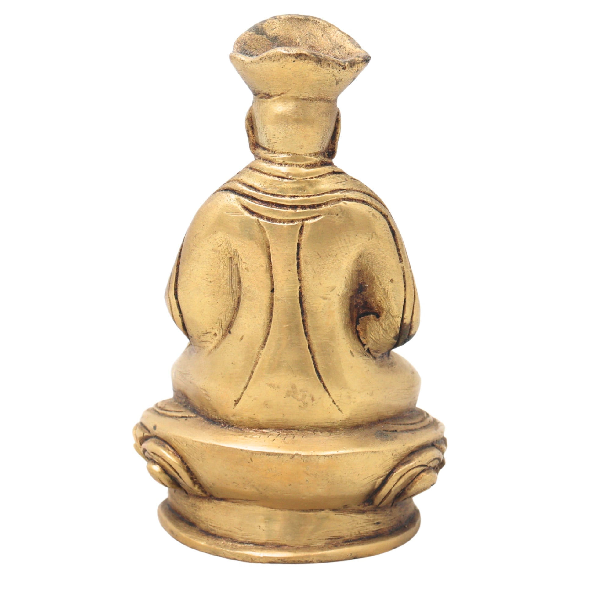 Brass Buddhist Lamba Idol | Buddha Statue, Tibetan Buddha Murti, Handcrafted Meditation Buddha Sculpture, Peetal Buddha Figurine,Gold, 4 Inch, 1 Piece