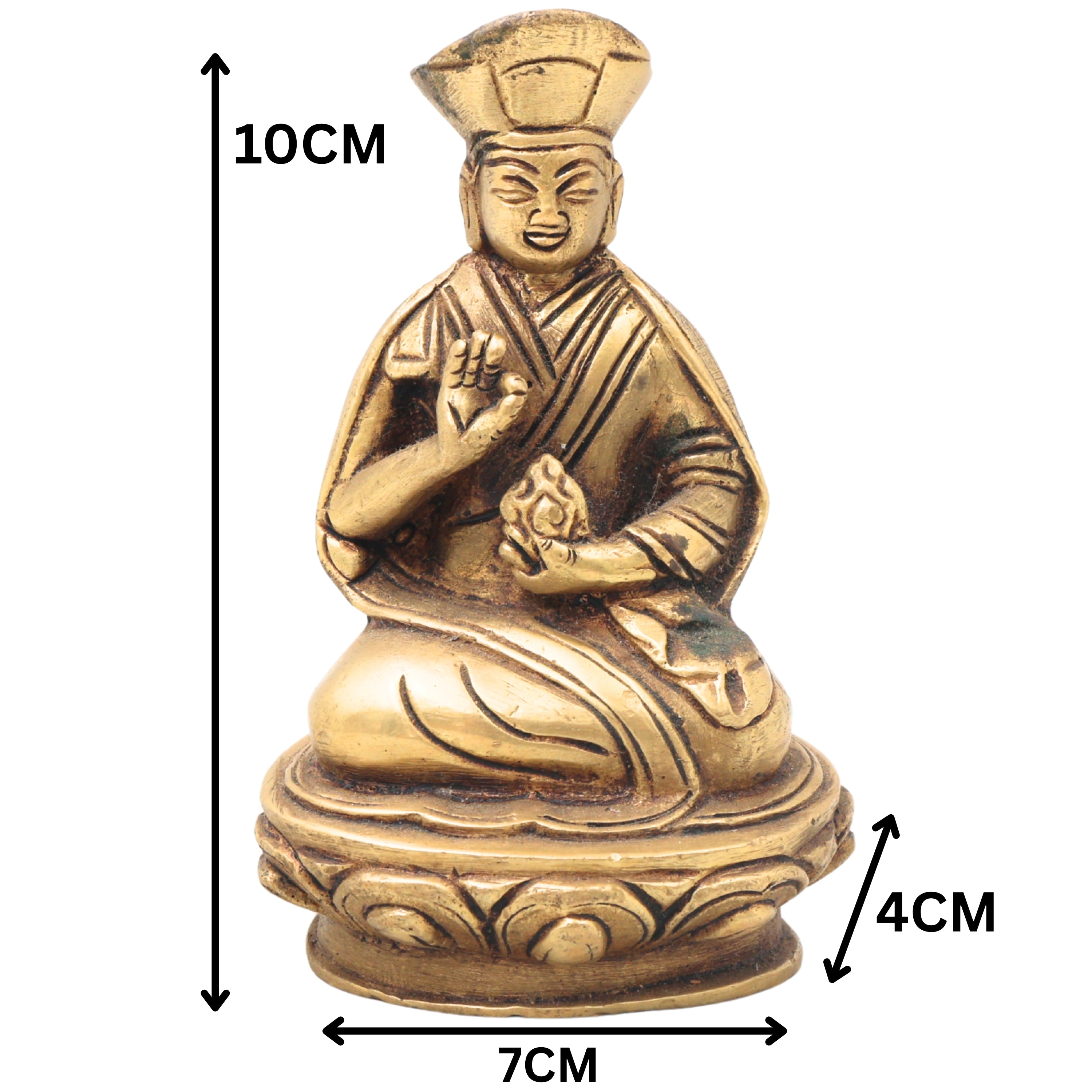 Brass Buddhist Lamba Idol | Buddha Statue, Tibetan Buddha Murti, Handcrafted Meditation Buddha Sculpture, Peetal Buddha Figurine,Gold, 4 Inch, 1 Piece