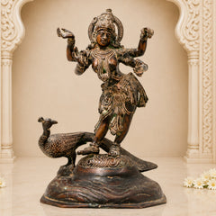 Bhunes Brass Goddess Saraswati Idol, Sarasvati Murti, Vidya Devi Figurine, Saraswathi Vigraha For Puja And Home Decor,Gold, 12 Inch, 1 Piece