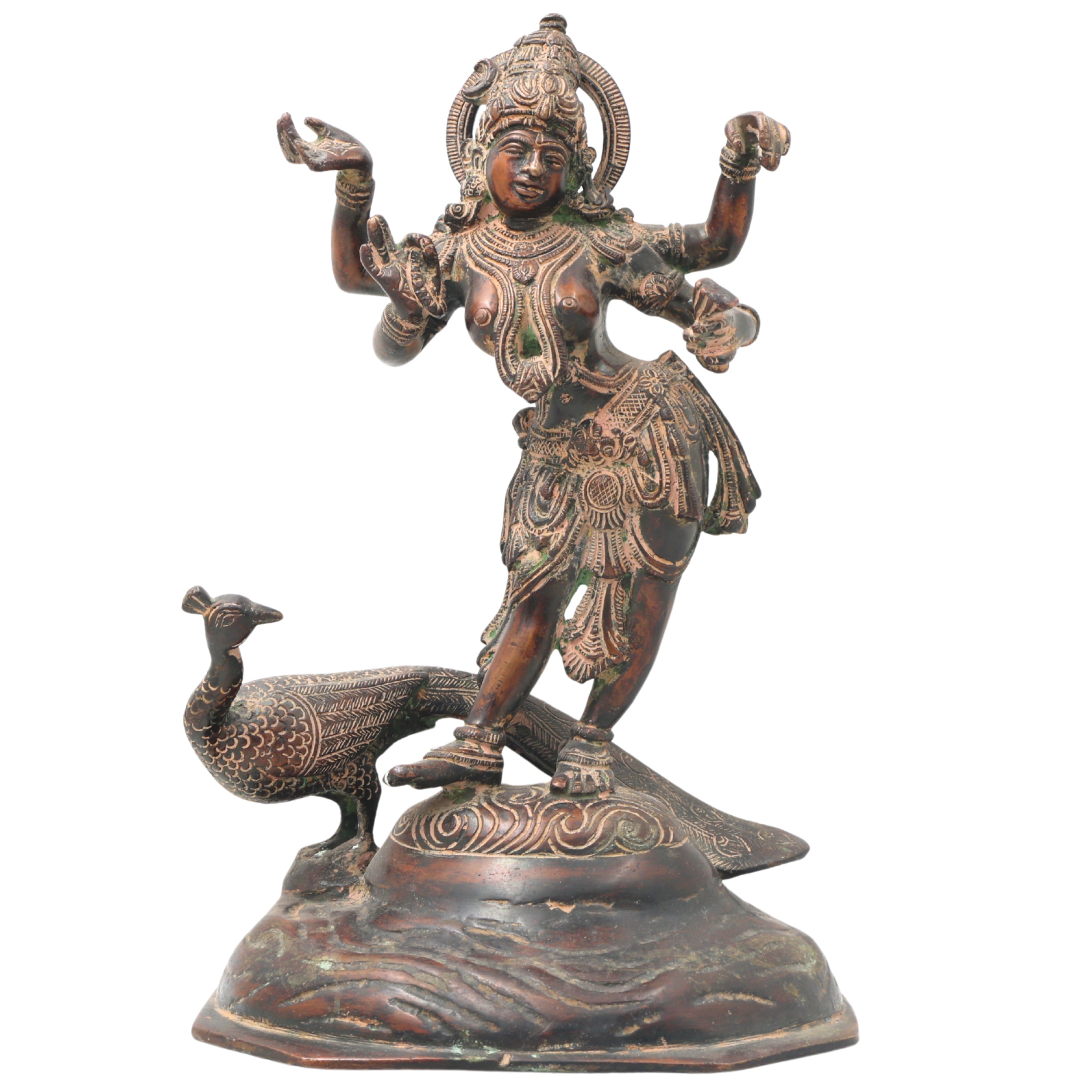 Bhunes Brass Goddess Saraswati Idol, Sarasvati Murti, Vidya Devi Figurine, Saraswathi Vigraha For Puja And Home Decor,Gold, 12 Inch, 1 Piece