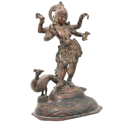Bhunes Brass Goddess Saraswati Idol, Sarasvati Murti, Vidya Devi Figurine, Saraswathi Vigraha For Puja And Home Decor,Gold, 12 Inch, 1 Piece