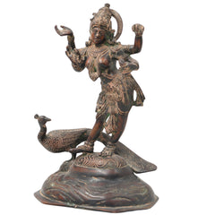 Bhunes Brass Goddess Saraswati Idol, Sarasvati Murti, Vidya Devi Figurine, Saraswathi Vigraha For Puja And Home Decor,Gold, 12 Inch, 1 Piece