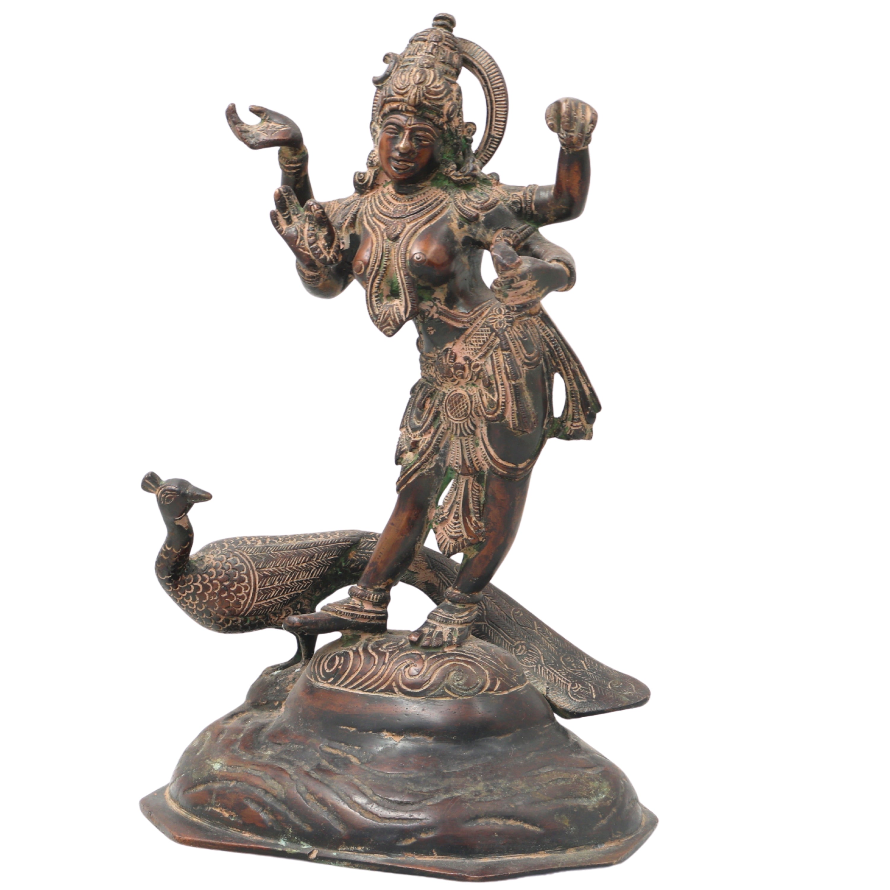 Bhunes Brass Goddess Saraswati Idol, Sarasvati Murti, Vidya Devi Figurine, Saraswathi Vigraha For Puja And Home Decor,Gold, 12 Inch, 1 Piece