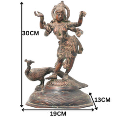 Bhunes Brass Goddess Saraswati Idol, Sarasvati Murti, Vidya Devi Figurine, Saraswathi Vigraha For Puja And Home Decor,Gold, 12 Inch, 1 Piece