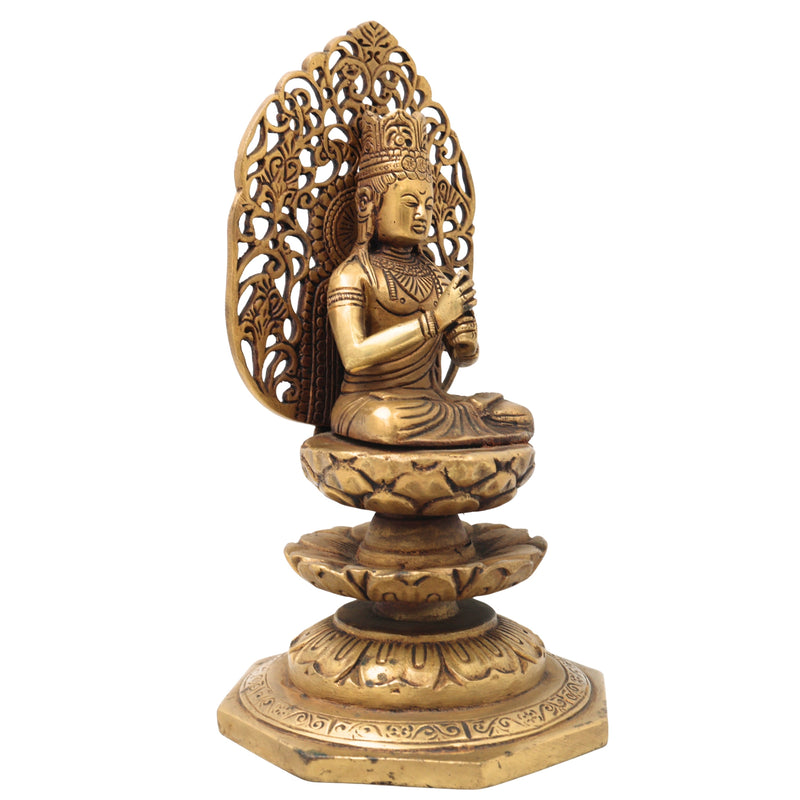 Brass Buddha Idol, Meditating Buddha Statue, Gautama Buddha Murti, Shakyamuni Buddha Figurine for Home, Temple, Office & Spiritual Gifting,Gold, 8 Inch, 1 Piece