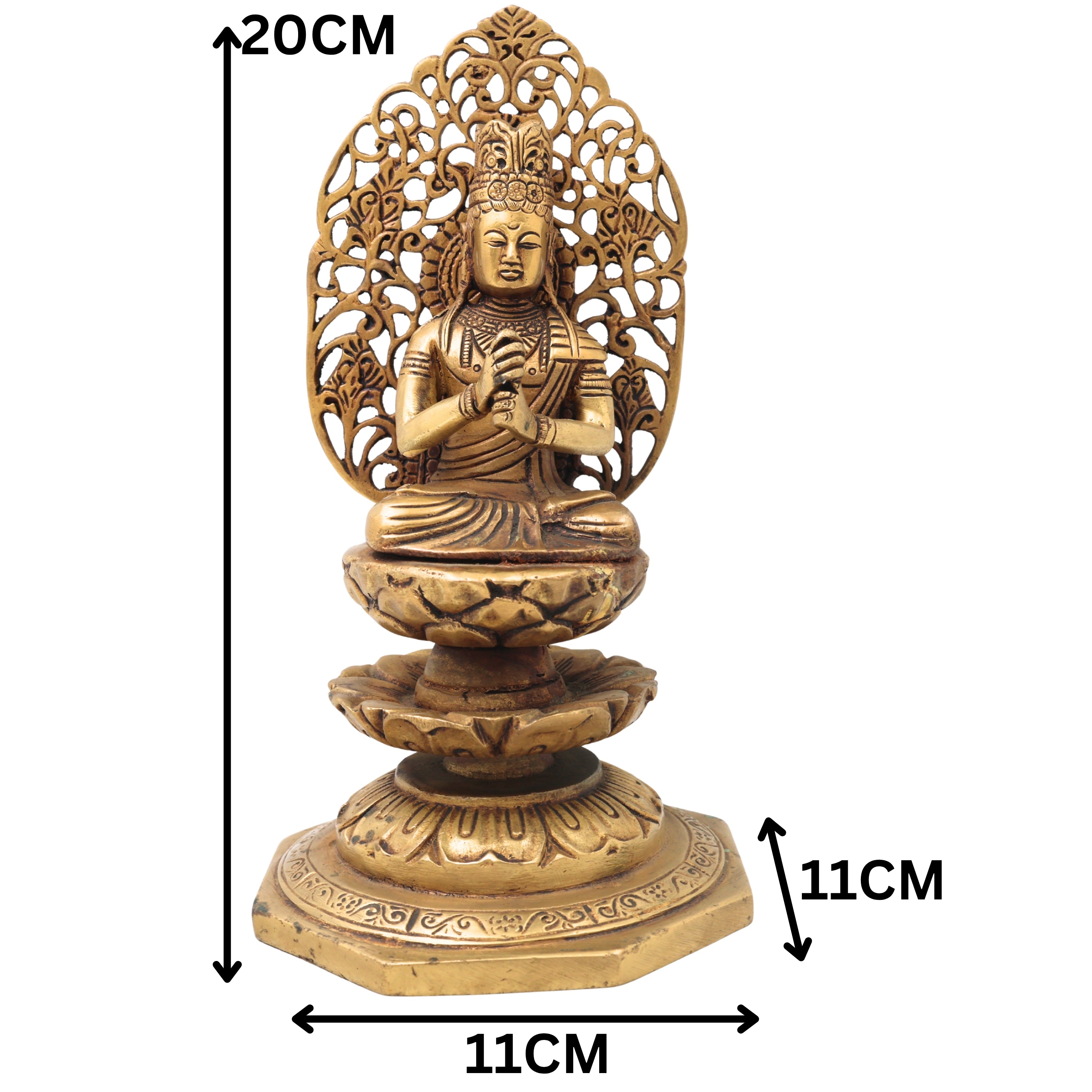Brass Buddha Idol, Meditating Buddha Statue, Gautama Buddha Murti, Shakyamuni Buddha Figurine for Home, Temple, Office & Spiritual Gifting,Gold, 8 Inch, 1 Piece