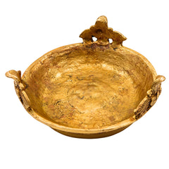 Brass Pooja Chowki Bajot, Handmade Temple Peetha, Poja Aasan Stand for Idols, Kalash, Deity Singhasan, Mandir Platform, Gold, 3 Inch, 1 Piece