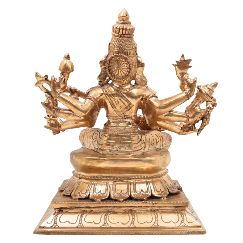 Handcrafted Panchaloha Raja Matangi Devi Idols, Bronze Rajamatangi, Mantrini Devi, Raja Shyamala Mahavidya Saraswati Statue for Temple, Puja & Home Decor,Gold, 9 Inch, 1 Piece