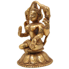 Handcrafted Brass Gaja Lakshmi Idol | Shri Mahalakshmi Devi | Gajalakshmi Statue for Pooja, Home Decor & Temple,Gold, 8.5 Inch, 1 Piece