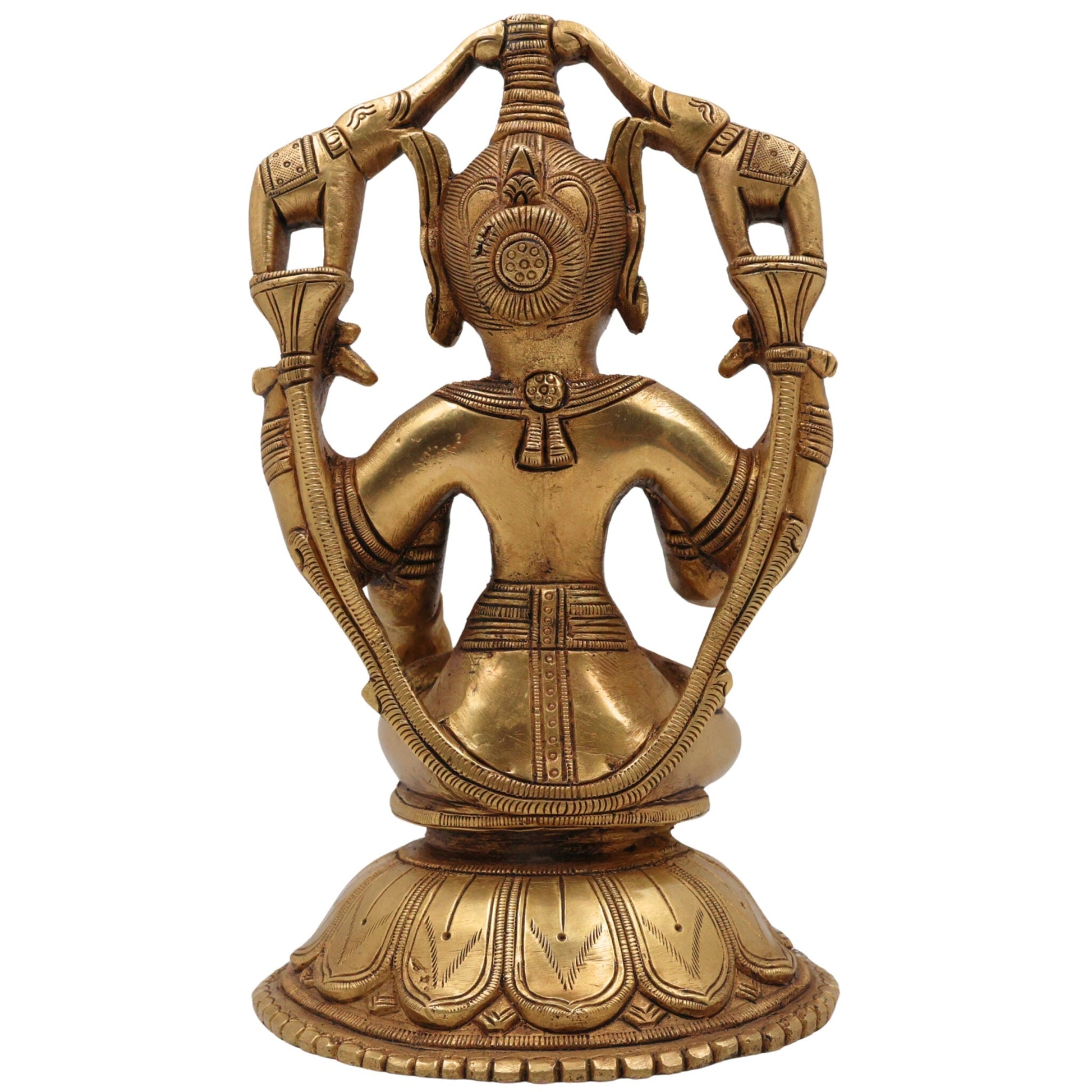 Handcrafted Brass Gaja Lakshmi Idol | Shri Mahalakshmi Devi | Gajalakshmi Statue for Pooja, Home Decor & Temple,Gold, 8.5 Inch, 1 Piece