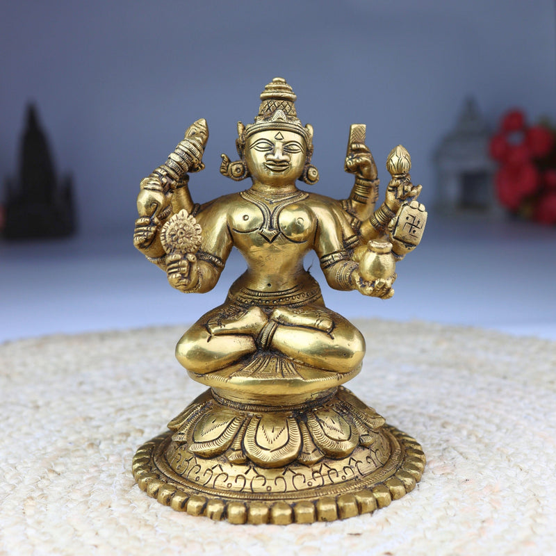 Brass Ardhanarishvara Idol with High Hands | Ardhanari Shiva Parvati Murti | Handcrafted Ardhanarishwara Statue for Pooja, Home Temple, Décor, Gifts, Gold, 7.5 Inch, 1 Piece